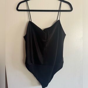 COPY - ALICE + OLIVIA  Harmon Satin Bodysuit size Black large